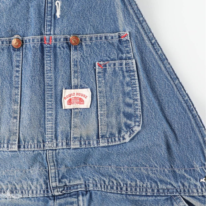 Round House Men's Oversized Denim Overalls, Made in the USA, Size W40 unclear blue type Vintage Second Hand