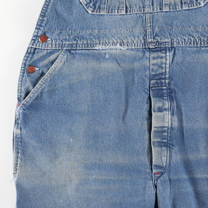 Round House Men's Oversized Denim Overalls, Made in the USA, Size W40 unclear blue type Vintage Second Hand