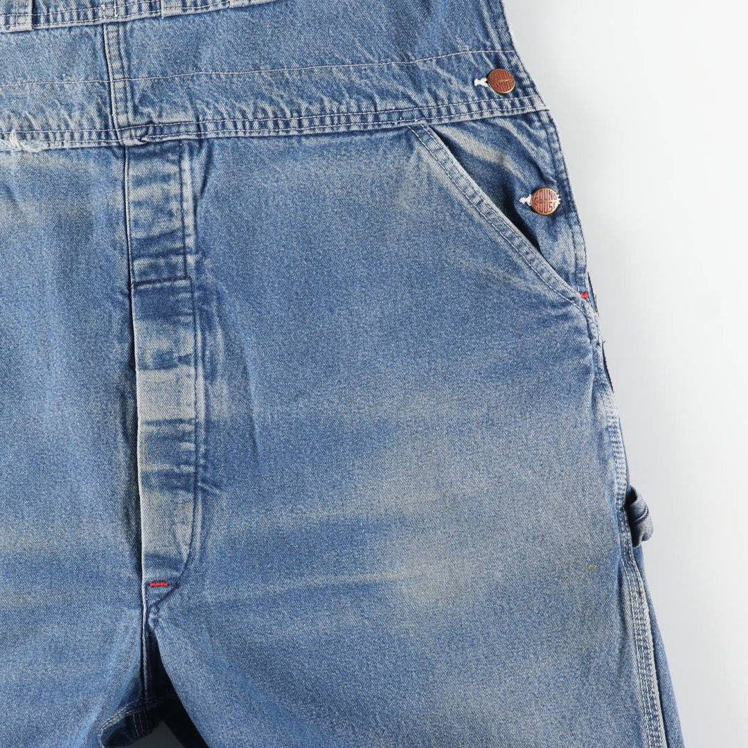 Round House Men's Oversized Denim Overalls, Made in the USA, Size W40 unclear blue type Vintage Second Hand