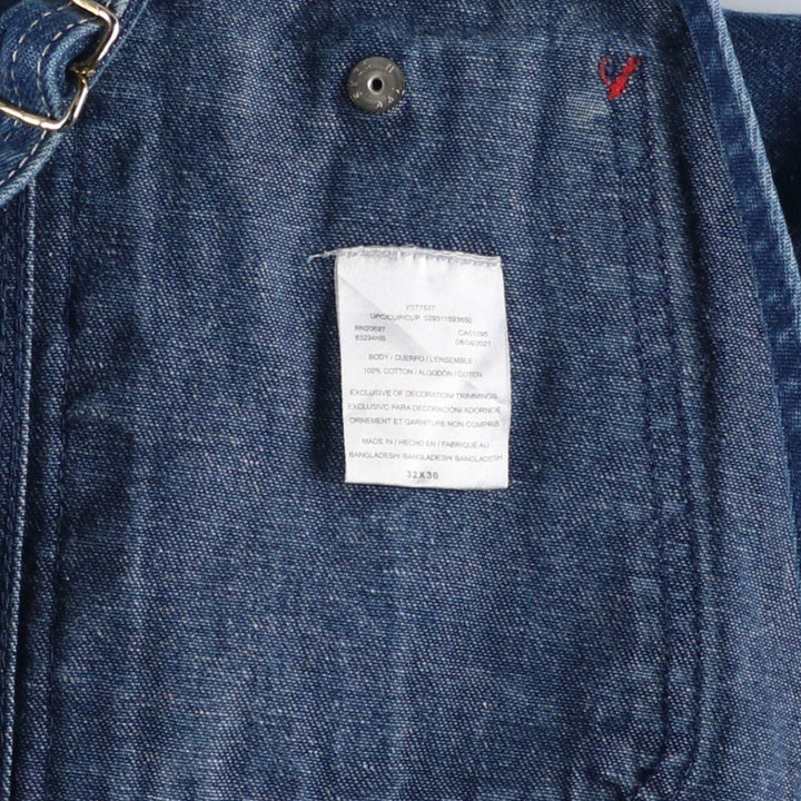 Dickies denim overalls for men, equivalent to w36 cotton navy blue type Vintage Second Hand