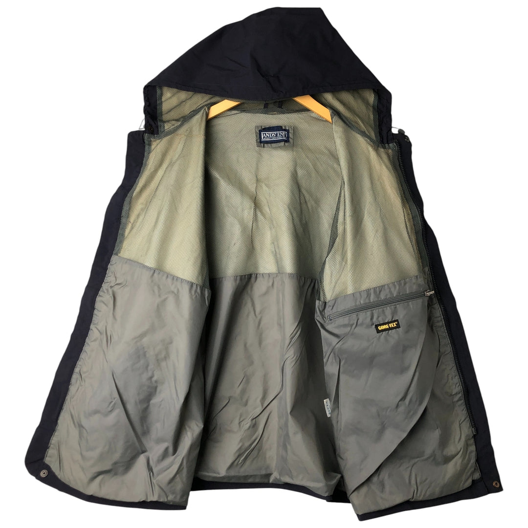 Vintage 1980s-1990'S Lands' End hooded windbreaker, men's size XL polyester navy blue type Vintage Second Hand