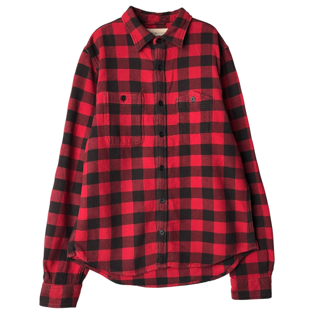Ralph Lauren DENIM & SUPPLY Buffalo Check Long Sleeve Flannel Check Shirt, Men's Size Medium cotton red type Vintage Second Hand
