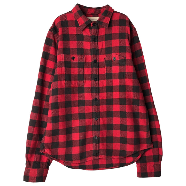 Ralph Lauren DENIM & SUPPLY Buffalo Check Long Sleeve Flannel Check Shirt, Men's Size Medium cotton red type Vintage Second Hand