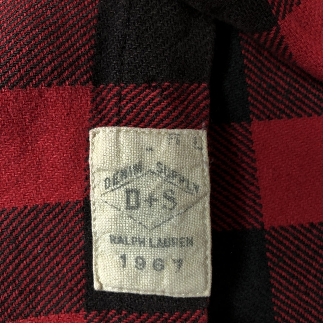 Ralph Lauren DENIM & SUPPLY Buffalo Check Long Sleeve Flannel Check Shirt, Men's Size Medium cotton red type Vintage Second Hand