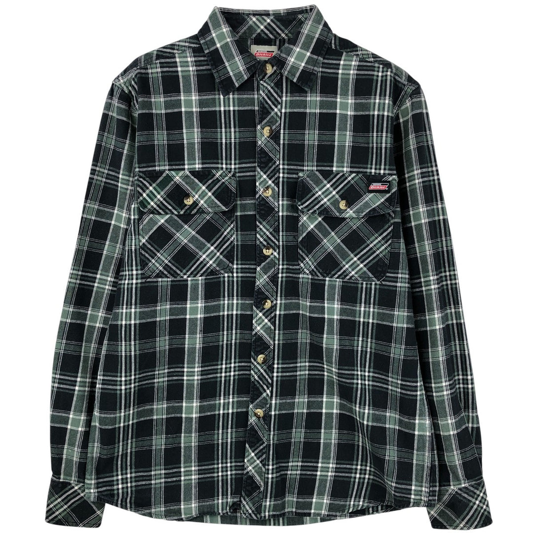 Dickies Long Sleeve Flannel Check Shirt, Men's Size Small cotton green type Vintage Second Hand
