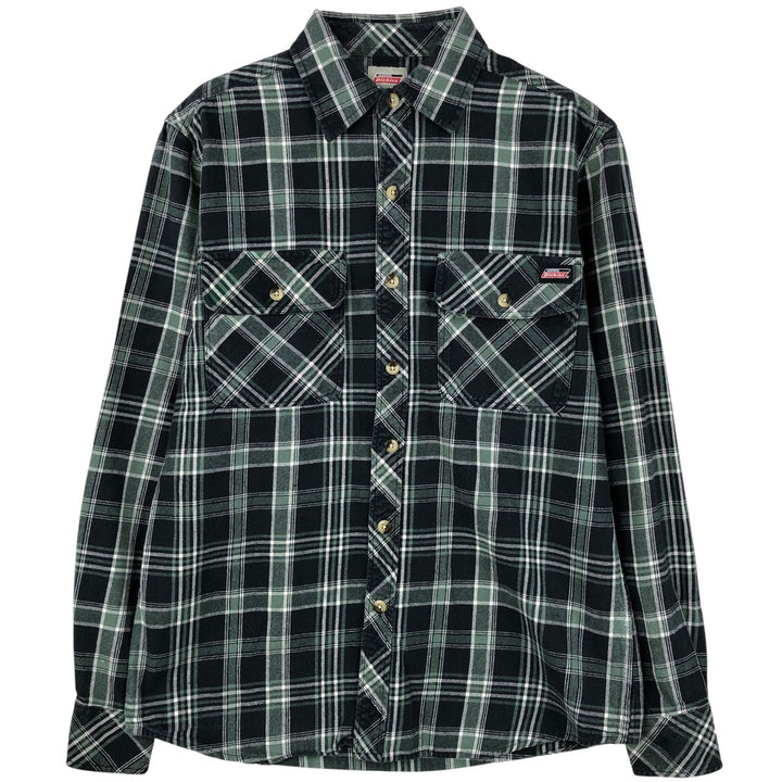 Dickies Long Sleeve Flannel Check Shirt, Men's Size Small cotton green type Vintage Second Hand