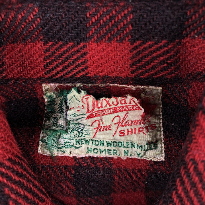 Duxbak 3/4 Sleeve Heavy Flannel Check Shirt, Men's Size Small, Vintage unclear red type Vintage Second Hand