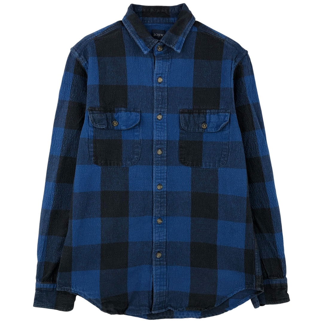 J.Crew Buffalo Check Long Sleeve Flannel Check Shirt, Men's Size Small cotton blue type Vintage Second Hand