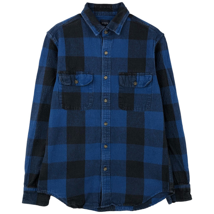 J.Crew Buffalo Check Long Sleeve Flannel Check Shirt, Men's Size Small cotton blue type Vintage Second Hand