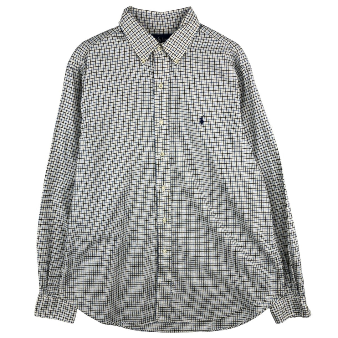 Ralph Lauren Classic Fit Long Sleeve Button Down Check Shirt, Men's Size L cotton white type Vintage Second Hand