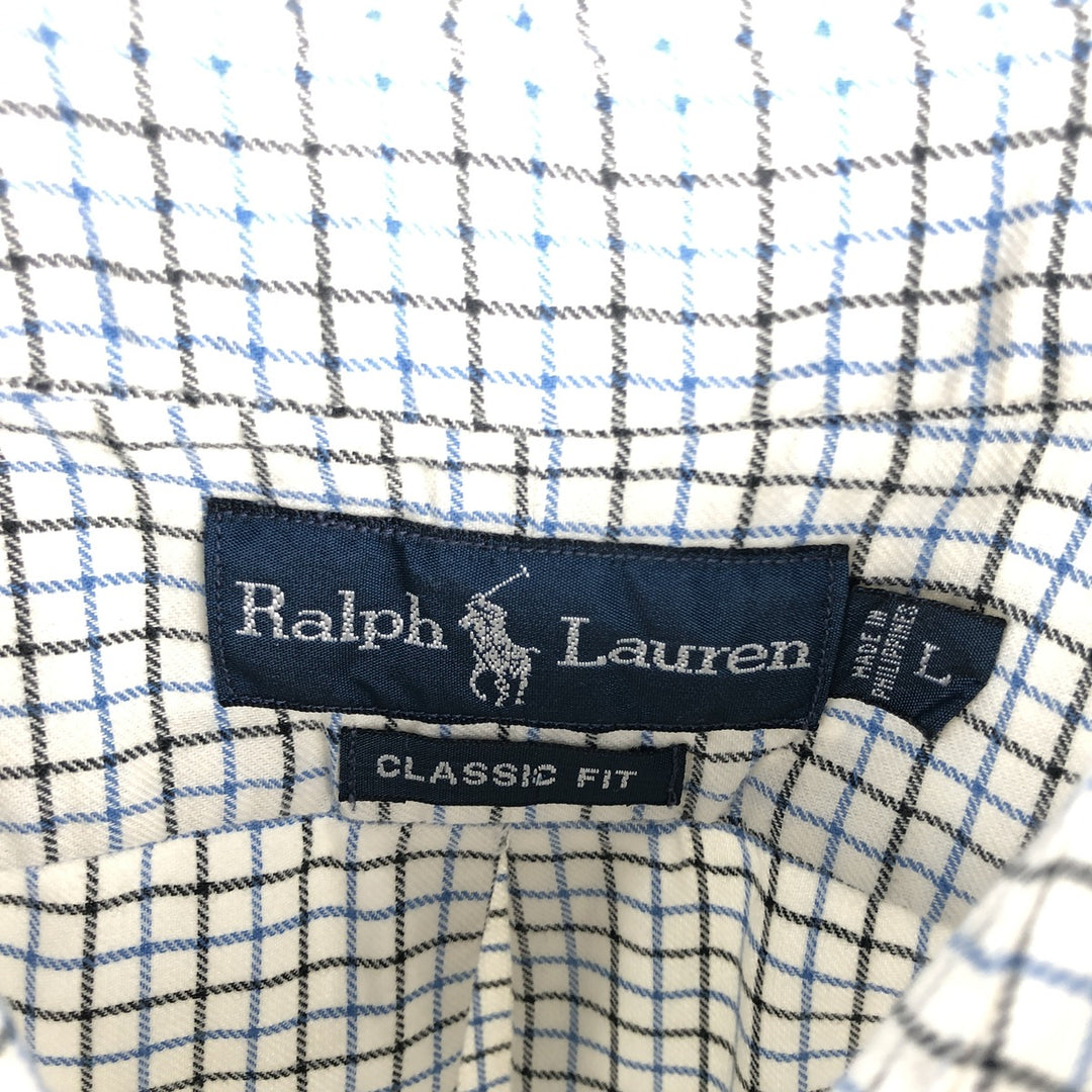 Ralph Lauren Classic Fit Long Sleeve Button Down Check Shirt, Men's Size L cotton white type Vintage Second Hand