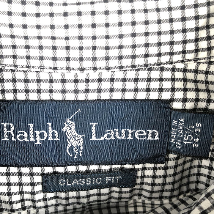 Ralph Lauren Classic Fit Long Sleeve Button Down Check Shirt Men's M cotton black type Vintage Second Hand