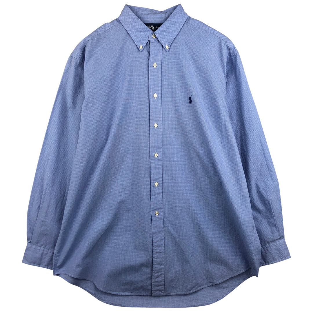 Ralph Lauren YARMOUTH Long Sleeve Button Down Check Shirt Men's XL cotton Blue type light blue Vintage Second Hand