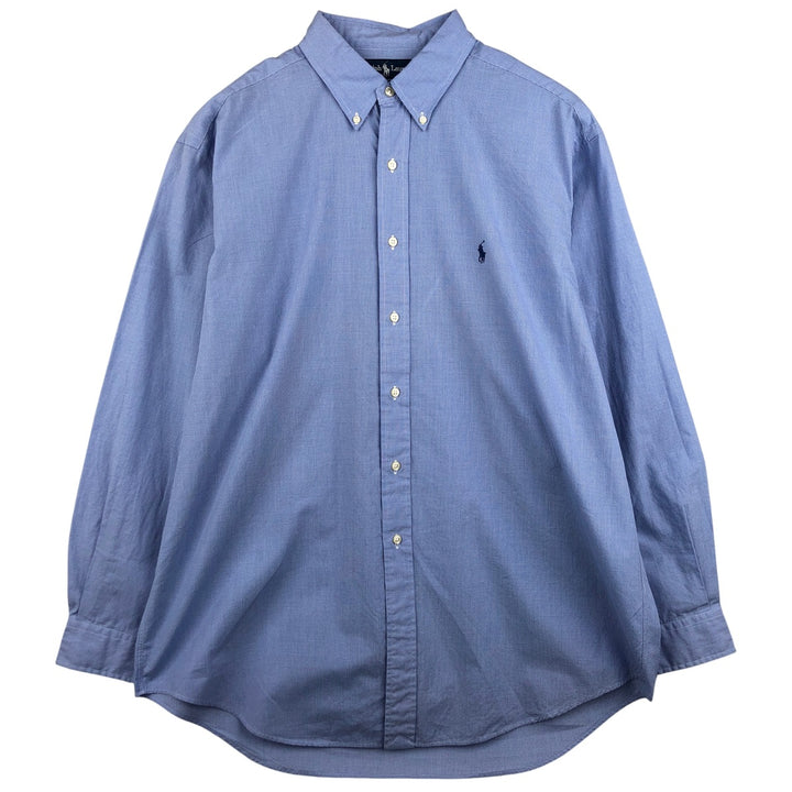 Ralph Lauren YARMOUTH Long Sleeve Button Down Check Shirt Men's XL cotton Blue type light blue Vintage Second Hand