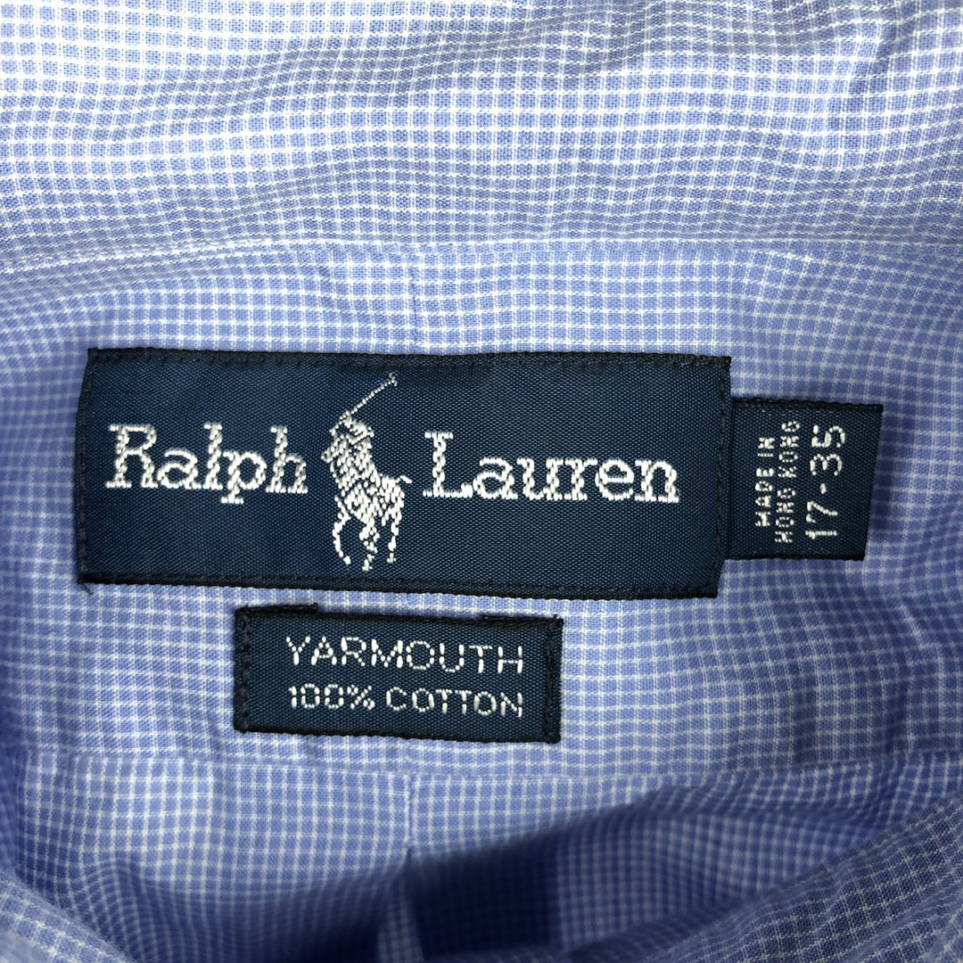 Ralph Lauren YARMOUTH Long Sleeve Button Down Check Shirt Men's XL cotton Blue type light blue Vintage Second Hand