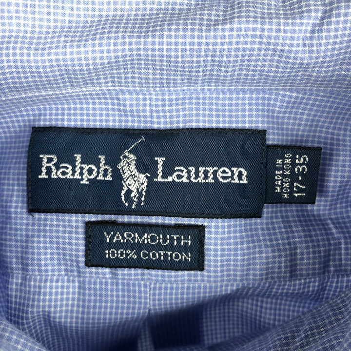 Ralph Lauren YARMOUTH Long Sleeve Button Down Check Shirt Men's XL cotton Blue type light blue Vintage Second Hand