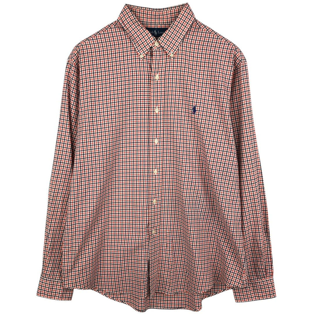 Ralph Lauren CUSTOM FIT long sleeve button down check shirt men's XL size cotton orange type Vintage Second Hand