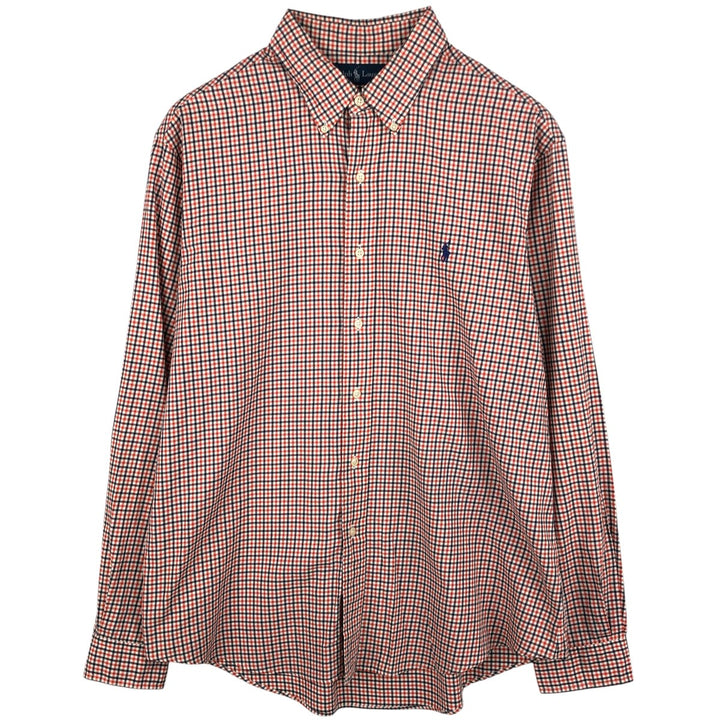 Ralph Lauren CUSTOM FIT long sleeve button down check shirt men's XL size cotton orange type Vintage Second Hand