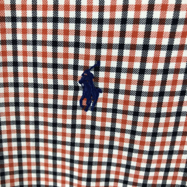 Ralph Lauren CUSTOM FIT long sleeve button down check shirt men's XL size cotton orange type Vintage Second Hand