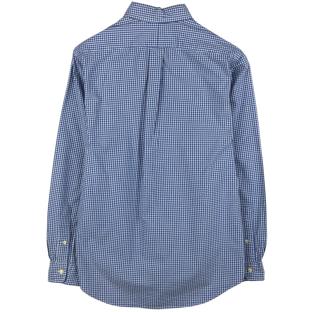 Ralph Lauren Gingham Check Long Sleeve Button-Down Check Shirt, Men's M Size cotton Blue type light blue Vintage Second Hand