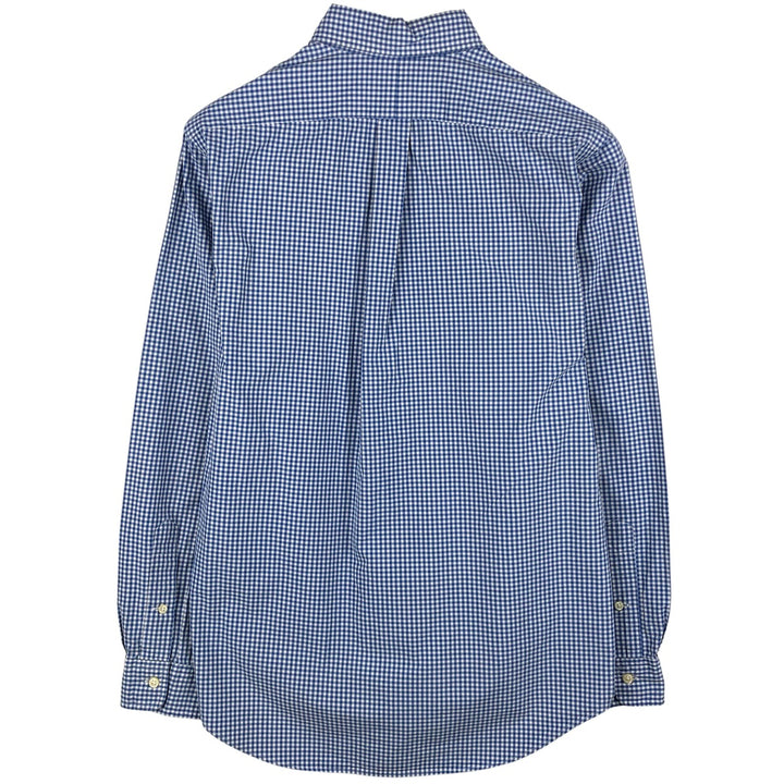 Ralph Lauren Gingham Check Long Sleeve Button-Down Check Shirt, Men's M Size cotton Blue type light blue Vintage Second Hand