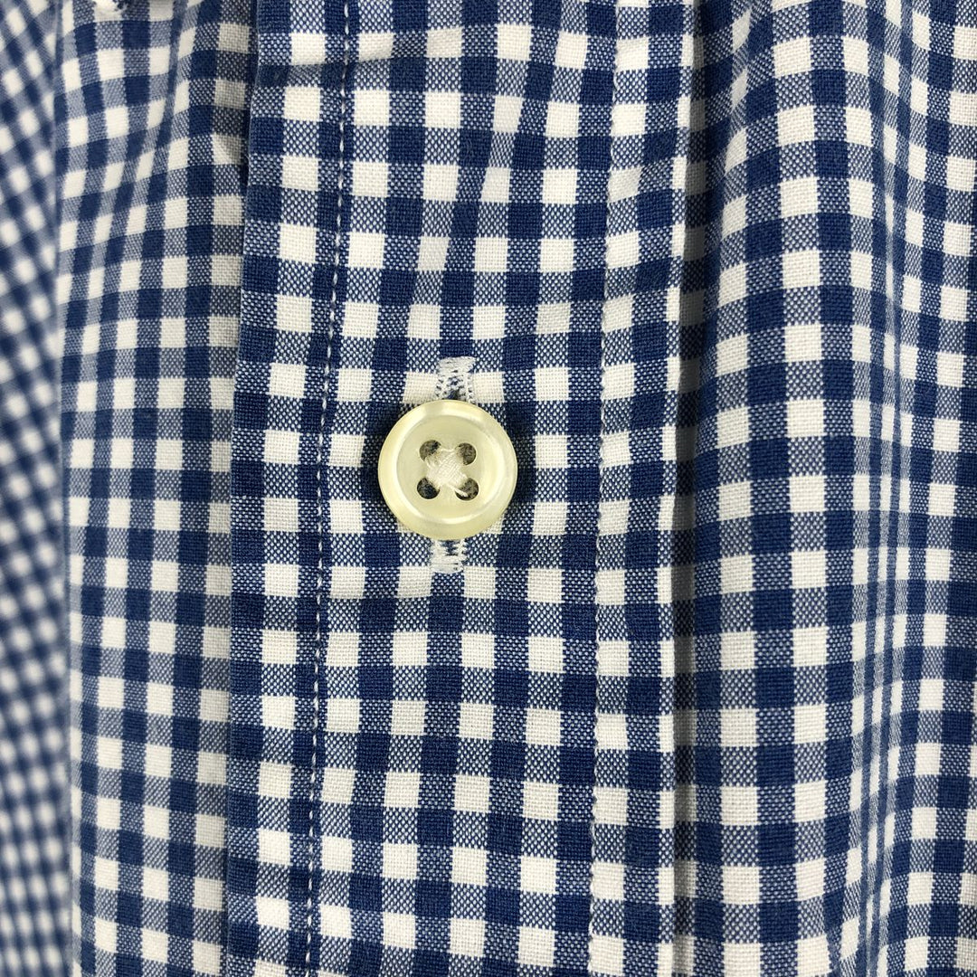 Ralph Lauren Gingham Check Long Sleeve Button-Down Check Shirt, Men's M Size cotton Blue type light blue Vintage Second Hand