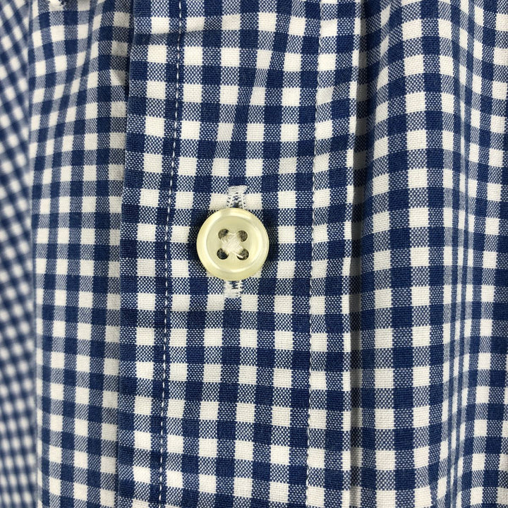 Ralph Lauren Gingham Check Long Sleeve Button-Down Check Shirt, Men's M Size cotton Blue type light blue Vintage Second Hand