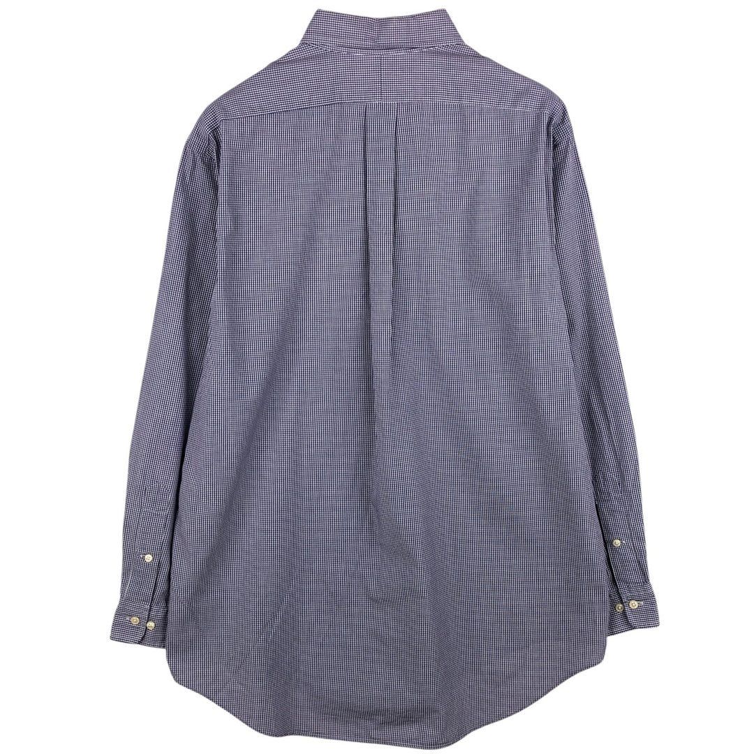 Ralph Lauren YARMOUTH Long Sleeve Button-Down Check Shirt, Men's Size L cotton purple type Vintage Second Hand