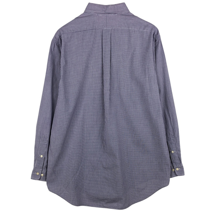Ralph Lauren YARMOUTH Long Sleeve Button-Down Check Shirt, Men's Size L cotton purple type Vintage Second Hand