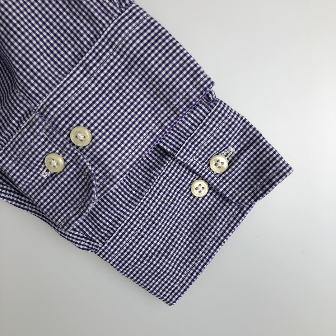 Ralph Lauren YARMOUTH Long Sleeve Button-Down Check Shirt, Men's Size L cotton purple type Vintage Second Hand