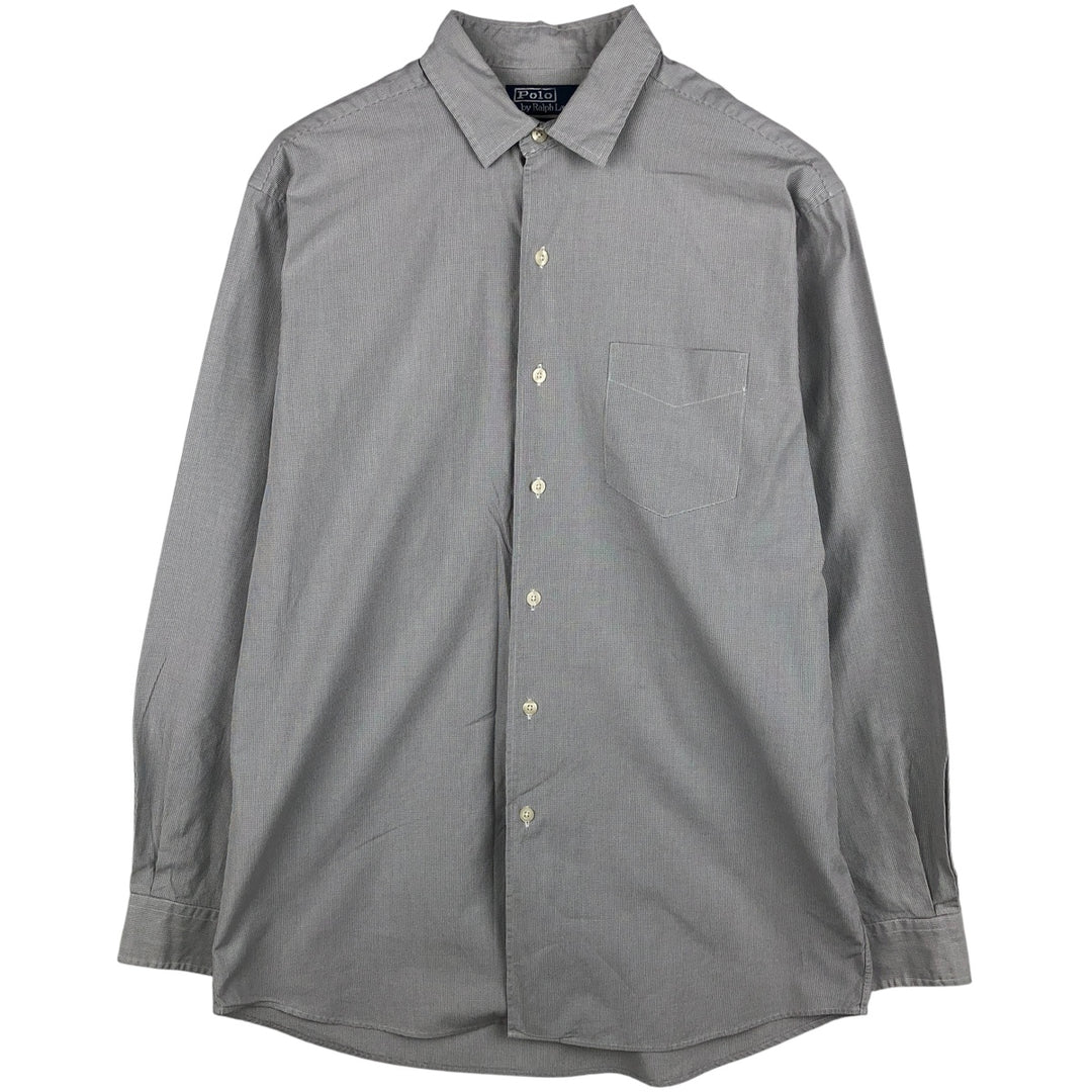 Ralph Lauren POLO by Ralph Lauren CHAPMAN long-sleeved cotton check shirt, men's size M cotton gray type Vintage Second Hand