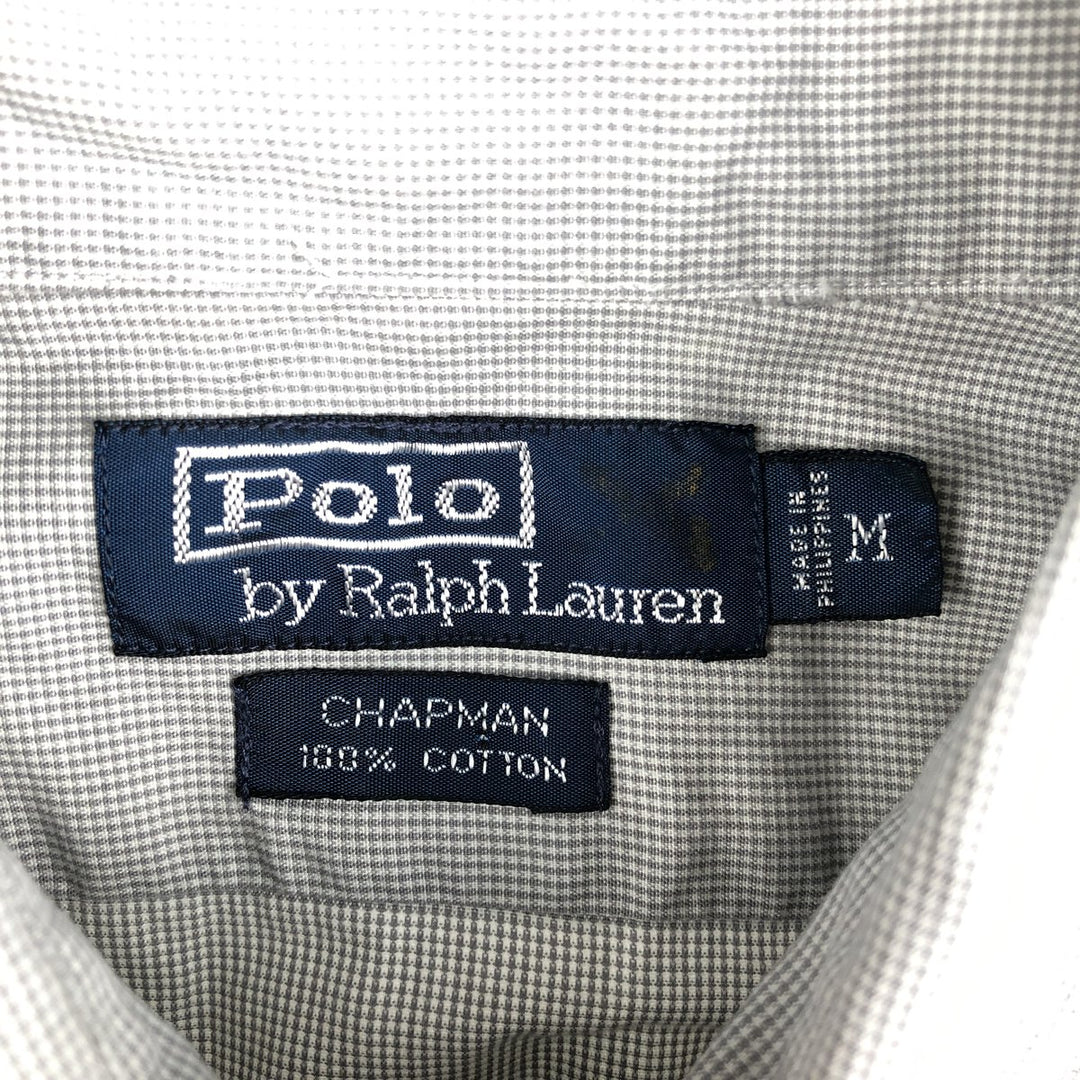 Ralph Lauren POLO by Ralph Lauren CHAPMAN long-sleeved cotton check shirt, men's size M cotton gray type Vintage Second Hand