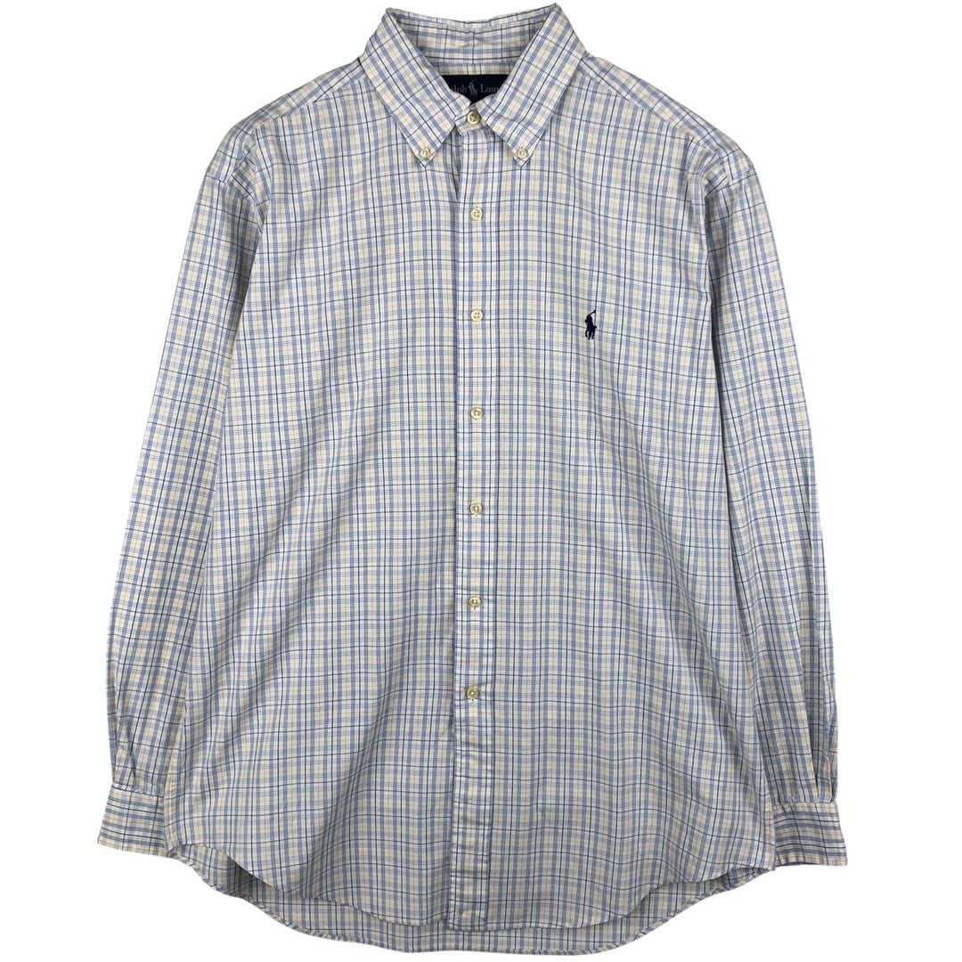 Ralph Lauren YARMOUTH Long Sleeve Button-Down Check Shirt, Men's Size M cotton white type Vintage Second Hand
