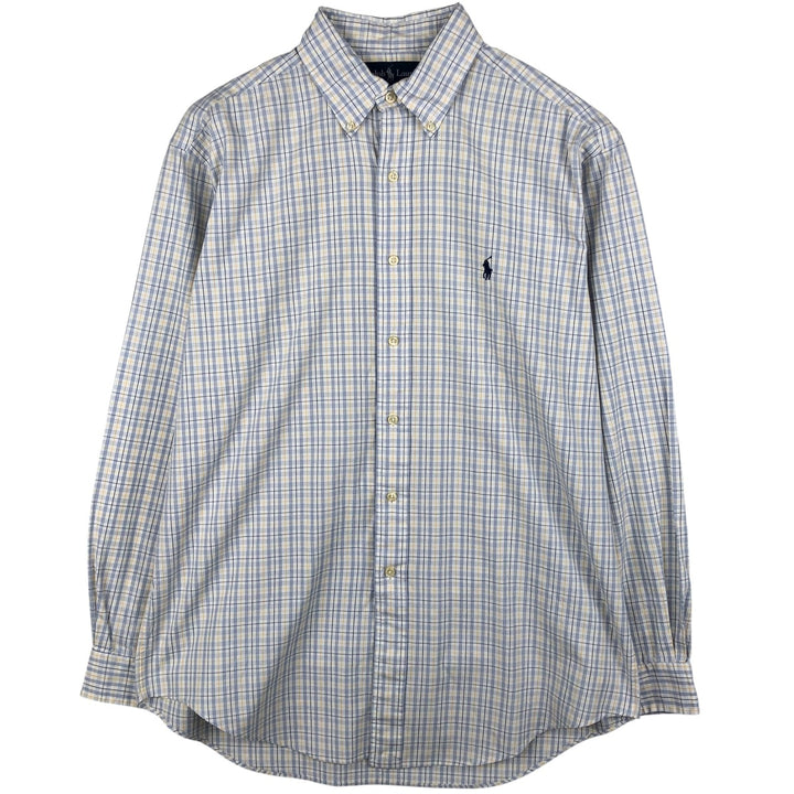 Ralph Lauren YARMOUTH Long Sleeve Button-Down Check Shirt, Men's Size M cotton white type Vintage Second Hand