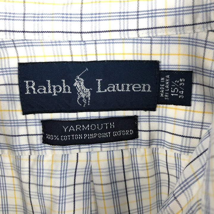Ralph Lauren YARMOUTH Long Sleeve Button-Down Check Shirt, Men's Size M cotton white type Vintage Second Hand