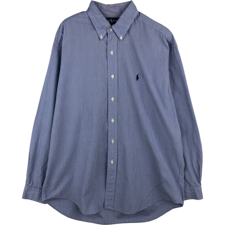 Ralph Lauren BLAKE long sleeve button down check shirt, men's size L cotton blue type Vintage Second Hand