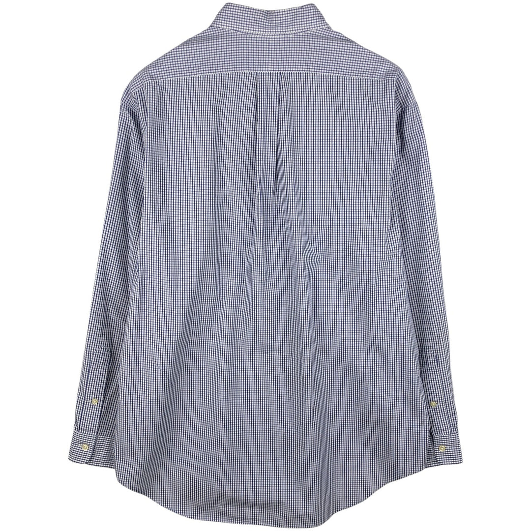 Ralph Lauren YARMOUTH Long Sleeve Button-Down Check Shirt, Men's Size L cotton Purple type blue-purple Vintage Second Hand