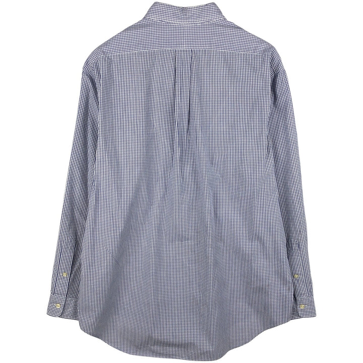 Ralph Lauren YARMOUTH Long Sleeve Button-Down Check Shirt, Men's Size L cotton Purple type blue-purple Vintage Second Hand