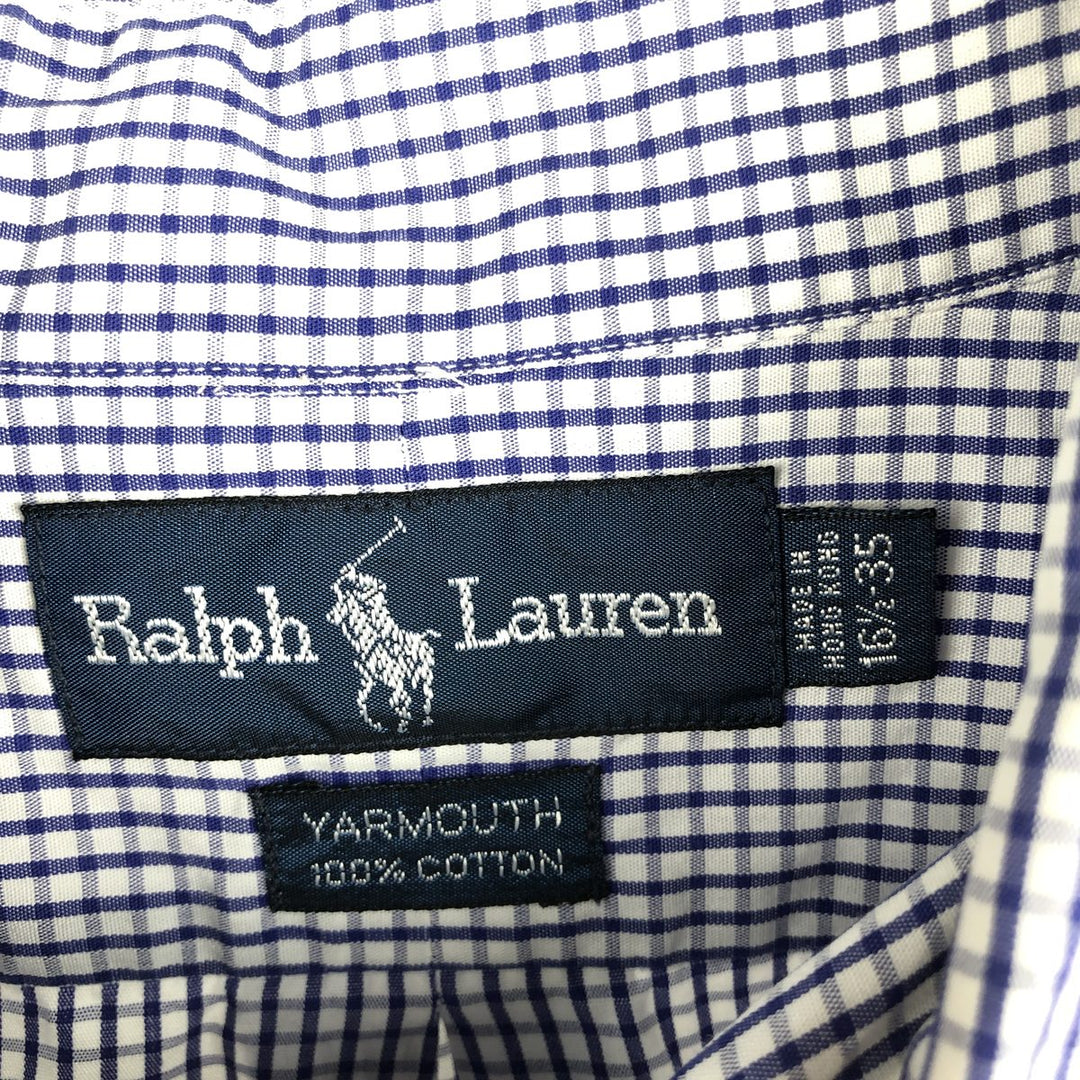 Ralph Lauren YARMOUTH Long Sleeve Button-Down Check Shirt, Men's Size L cotton Purple type blue-purple Vintage Second Hand