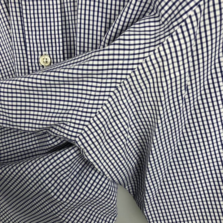 Ralph Lauren YARMOUTH Long Sleeve Button-Down Check Shirt, Men's Size L cotton Purple type blue-purple Vintage Second Hand