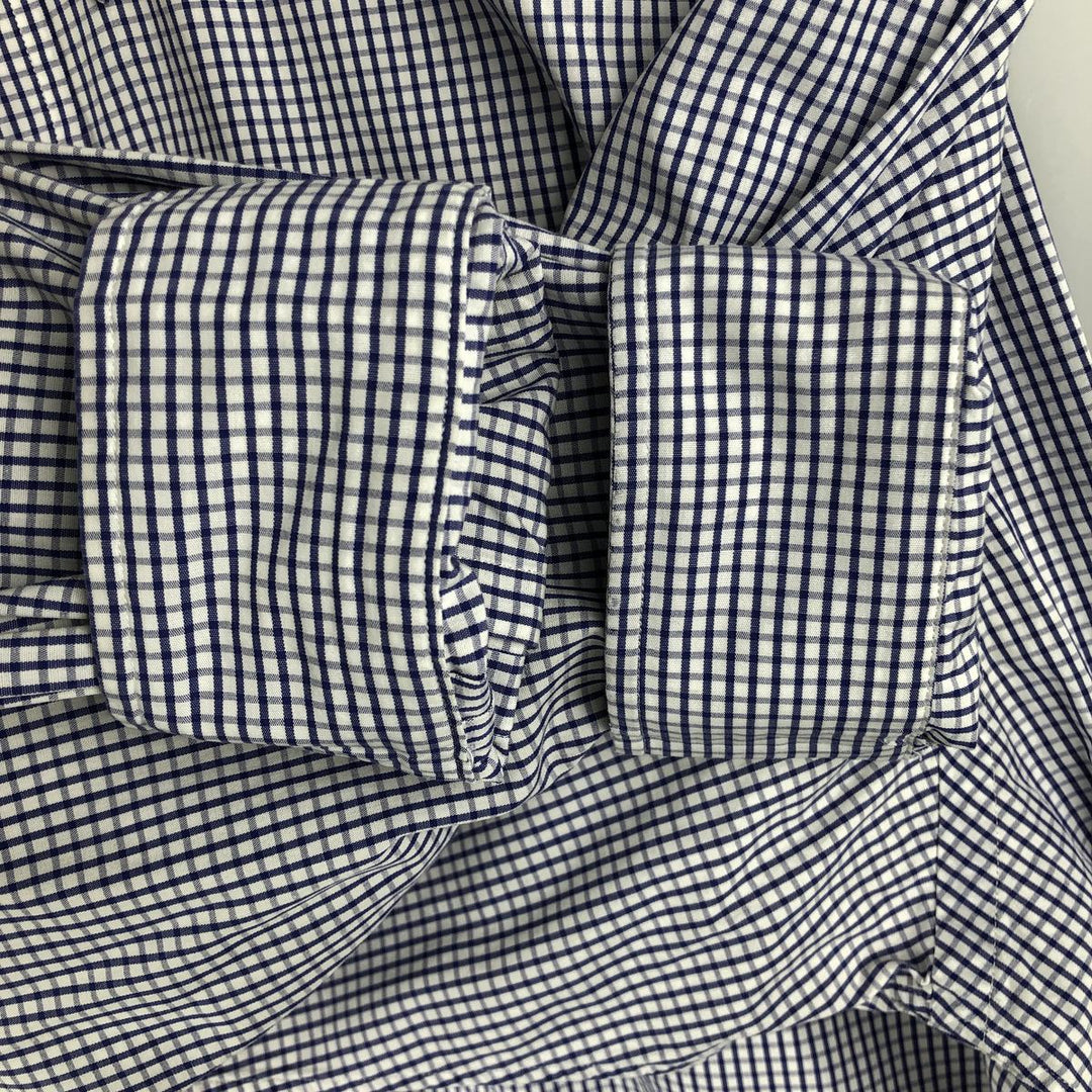 Ralph Lauren YARMOUTH Long Sleeve Button-Down Check Shirt, Men's Size L cotton Purple type blue-purple Vintage Second Hand