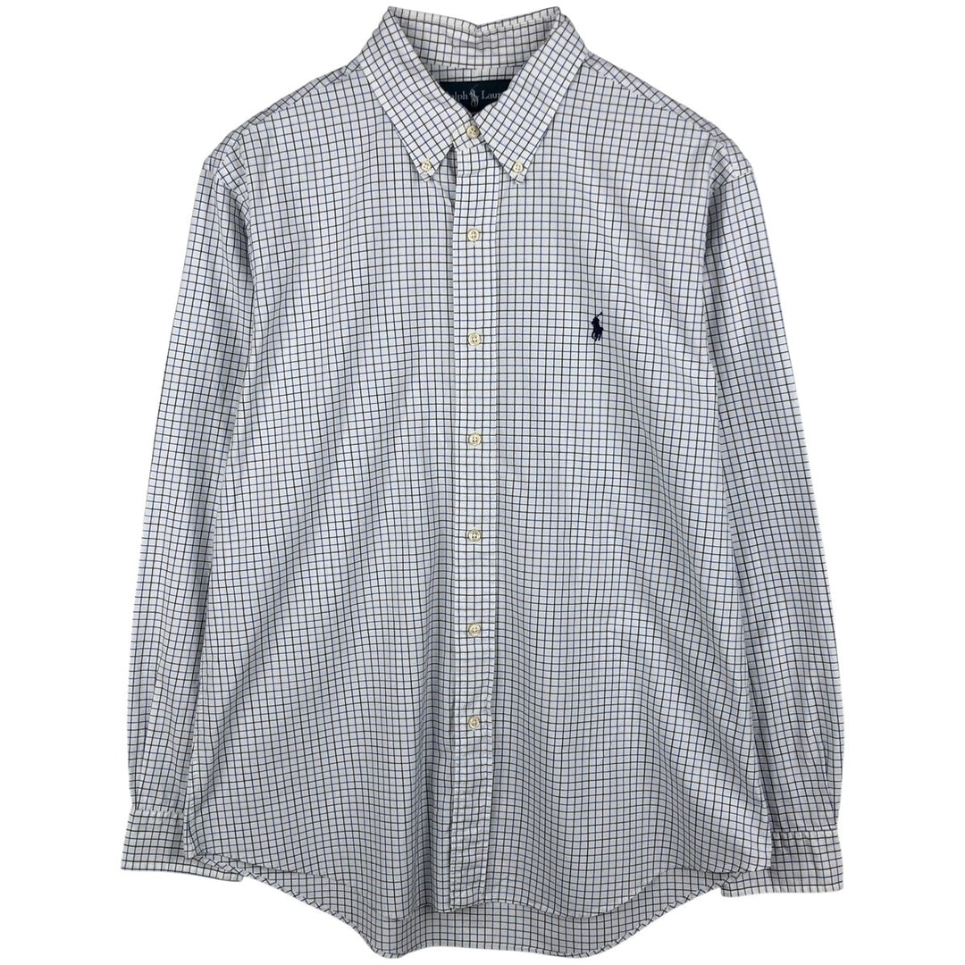 Ralph Lauren CUSTOM FIT long sleeve button down check shirt, men's size L cotton white type Vintage Second Hand