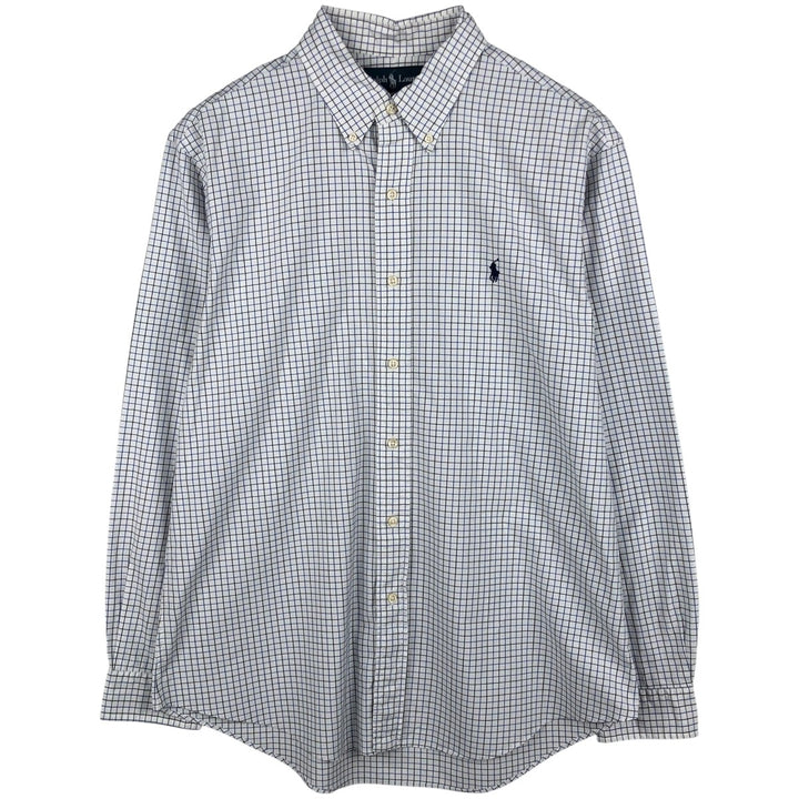 Ralph Lauren CUSTOM FIT long sleeve button down check shirt, men's size L cotton white type Vintage Second Hand