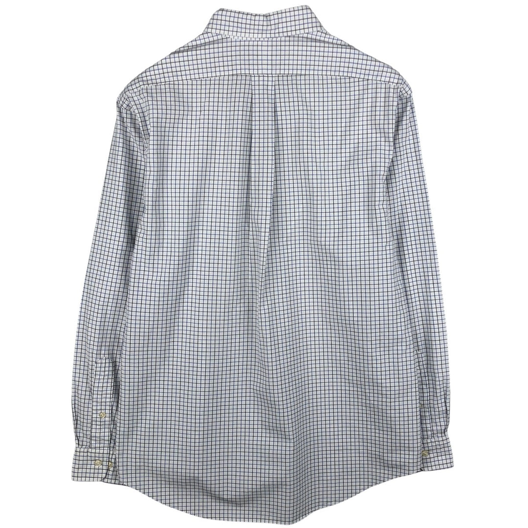 Ralph Lauren CUSTOM FIT long sleeve button down check shirt, men's size L cotton white type Vintage Second Hand