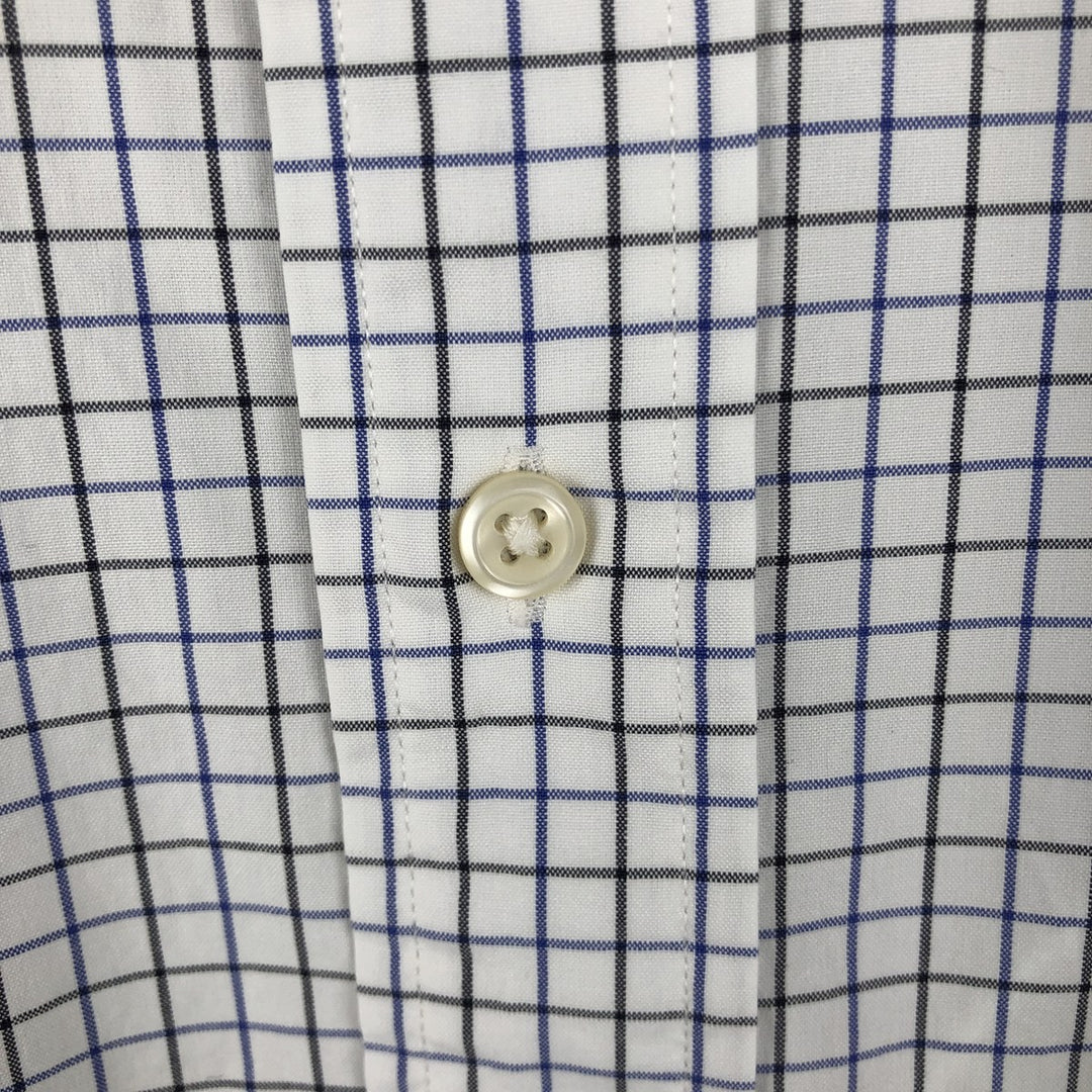 Ralph Lauren CUSTOM FIT long sleeve button down check shirt, men's size L cotton white type Vintage Second Hand