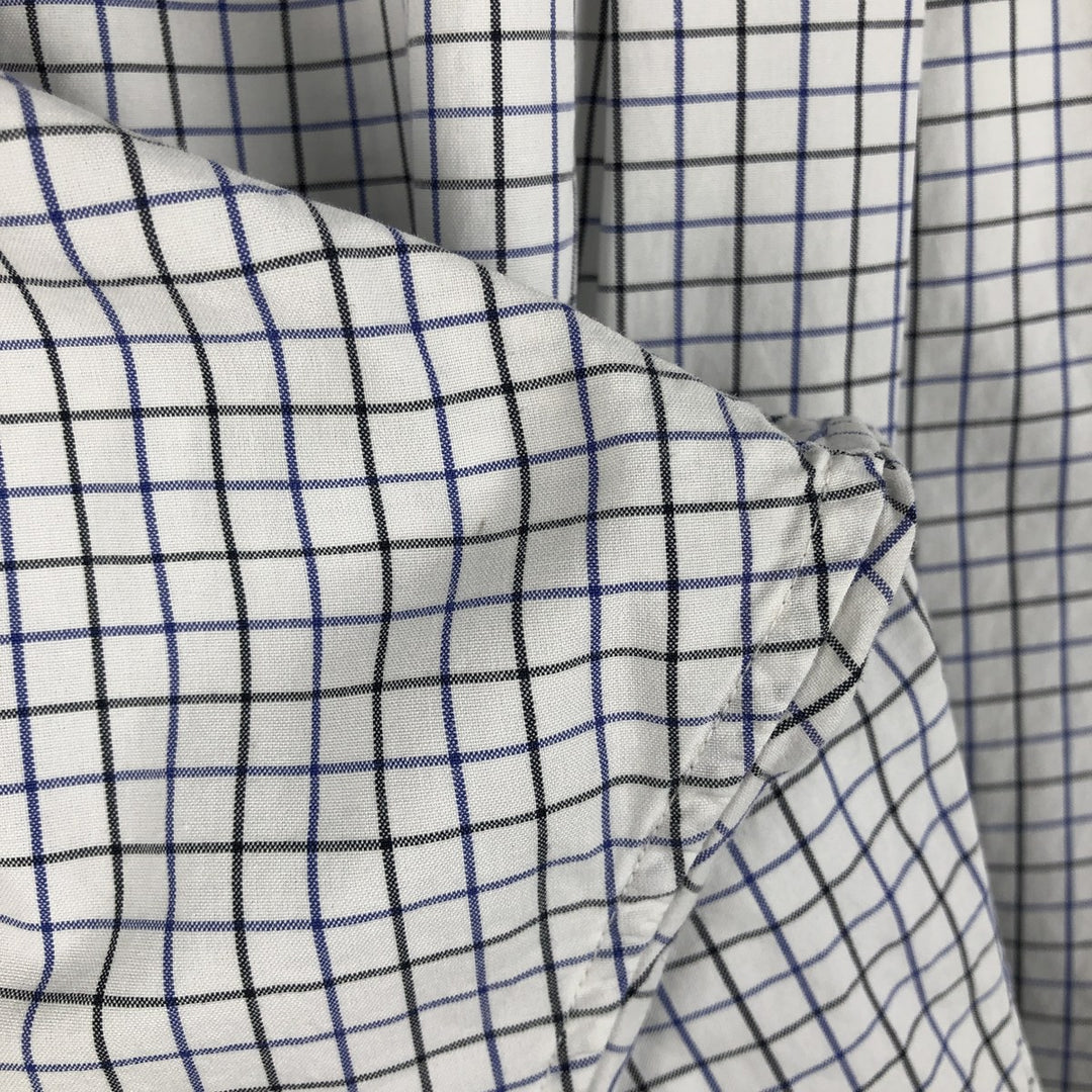 Ralph Lauren CUSTOM FIT long sleeve button down check shirt, men's size L cotton white type Vintage Second Hand