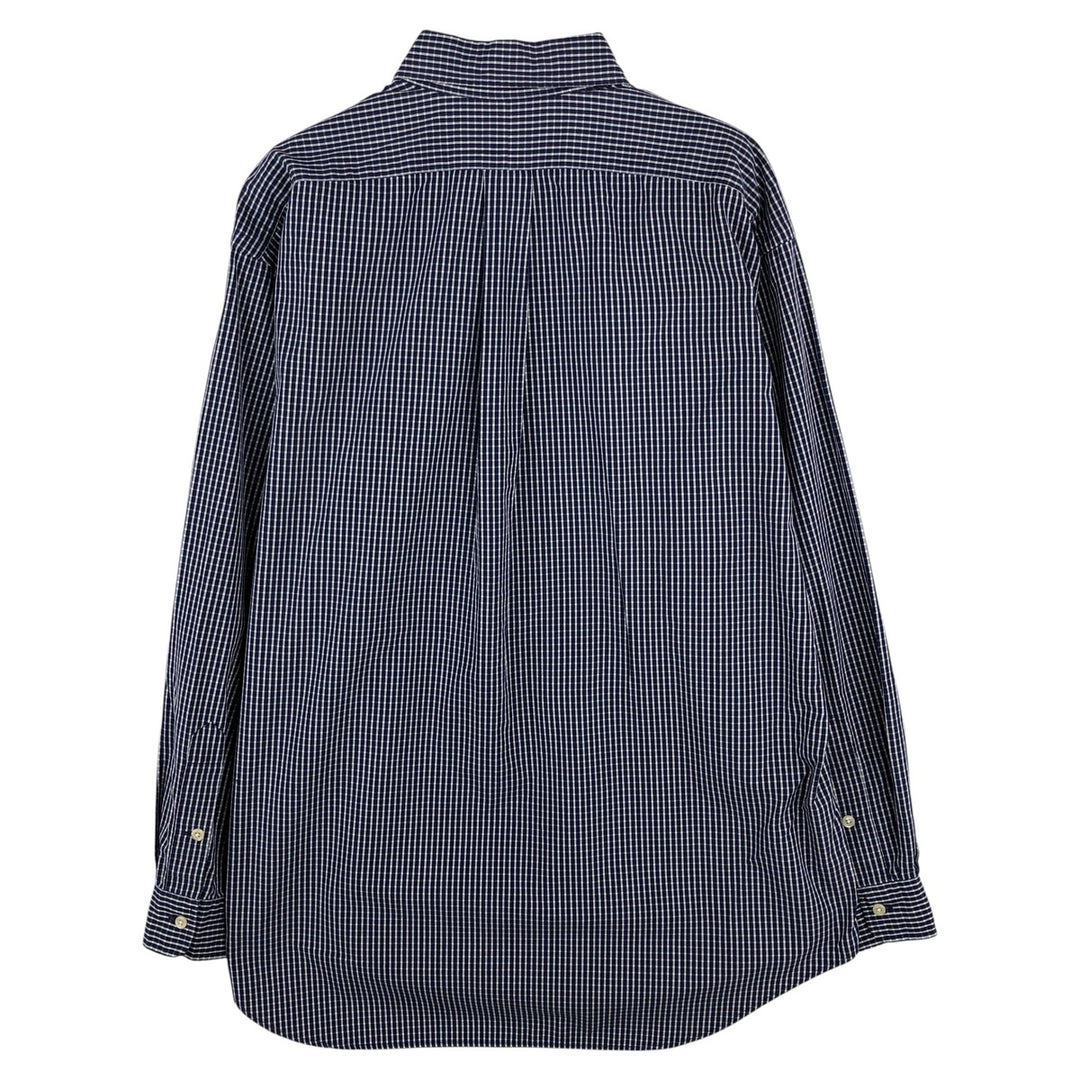 Ralph Lauren BLAKE long sleeve button down check shirt, men's size L cotton navy blue type Vintage Second Hand