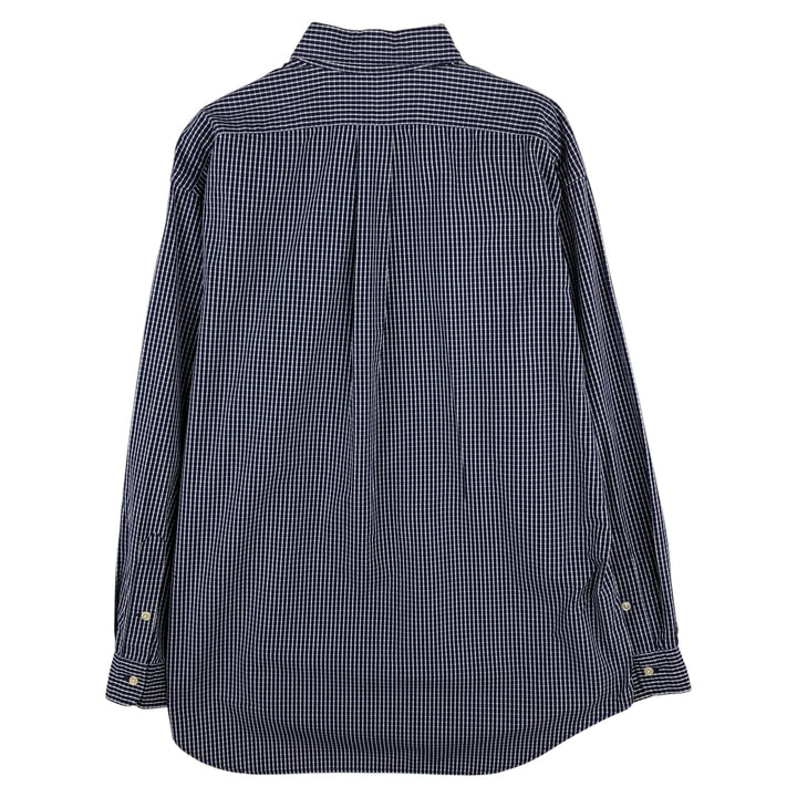 Ralph Lauren BLAKE long sleeve button down check shirt, men's size L cotton navy blue type Vintage Second Hand