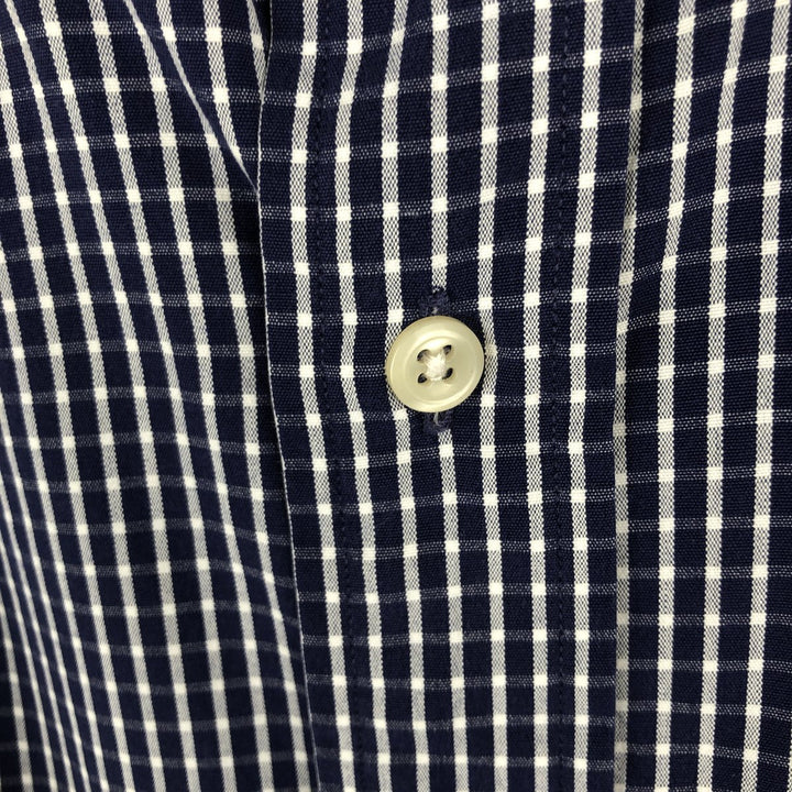 Ralph Lauren BLAKE long sleeve button down check shirt, men's size L cotton navy blue type Vintage Second Hand