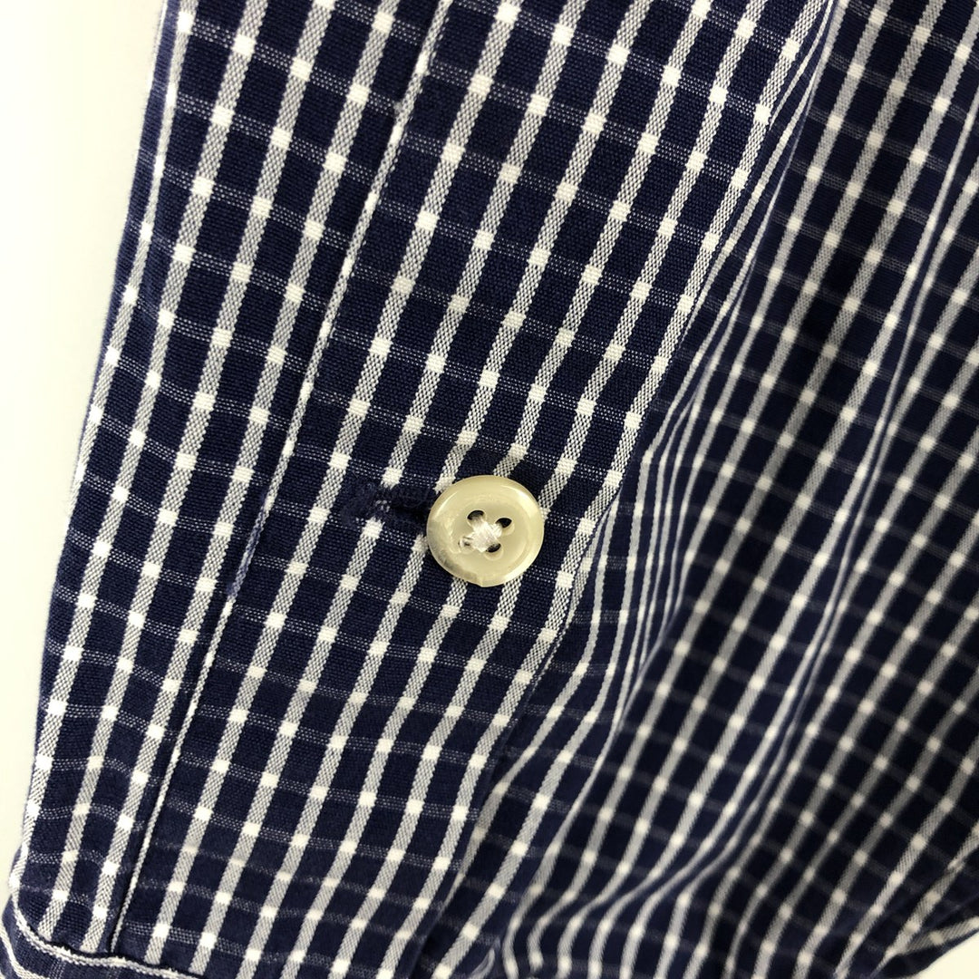 Ralph Lauren BLAKE long sleeve button down check shirt, men's size L cotton navy blue type Vintage Second Hand